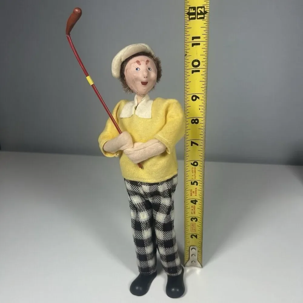 Rare Vintage Klumpe Roldan Doll Big Cap Golfer With Golf Club